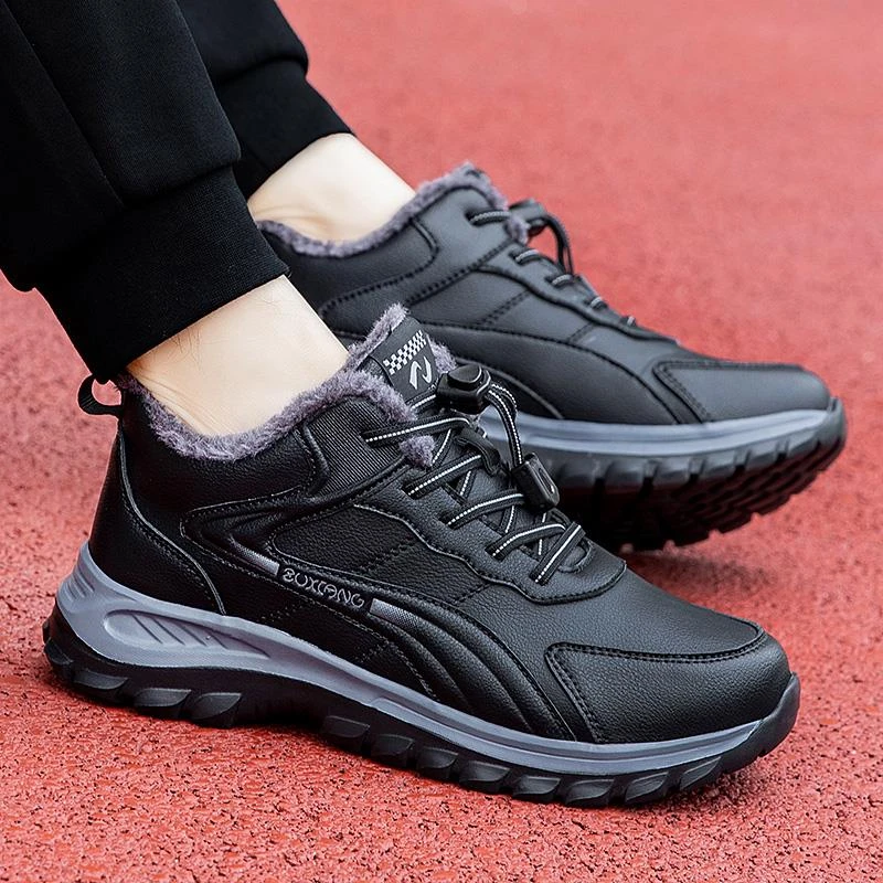 正品中老年老人鞋男冬季加绒羊毛保暖棉鞋爸爸鞋防滑软底雪地靴女