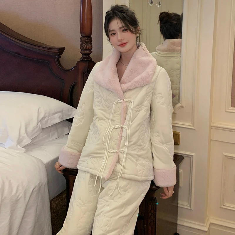 【彭裳裳】【雪瑶】温柔舒适女士睡衣保暖家居服套装