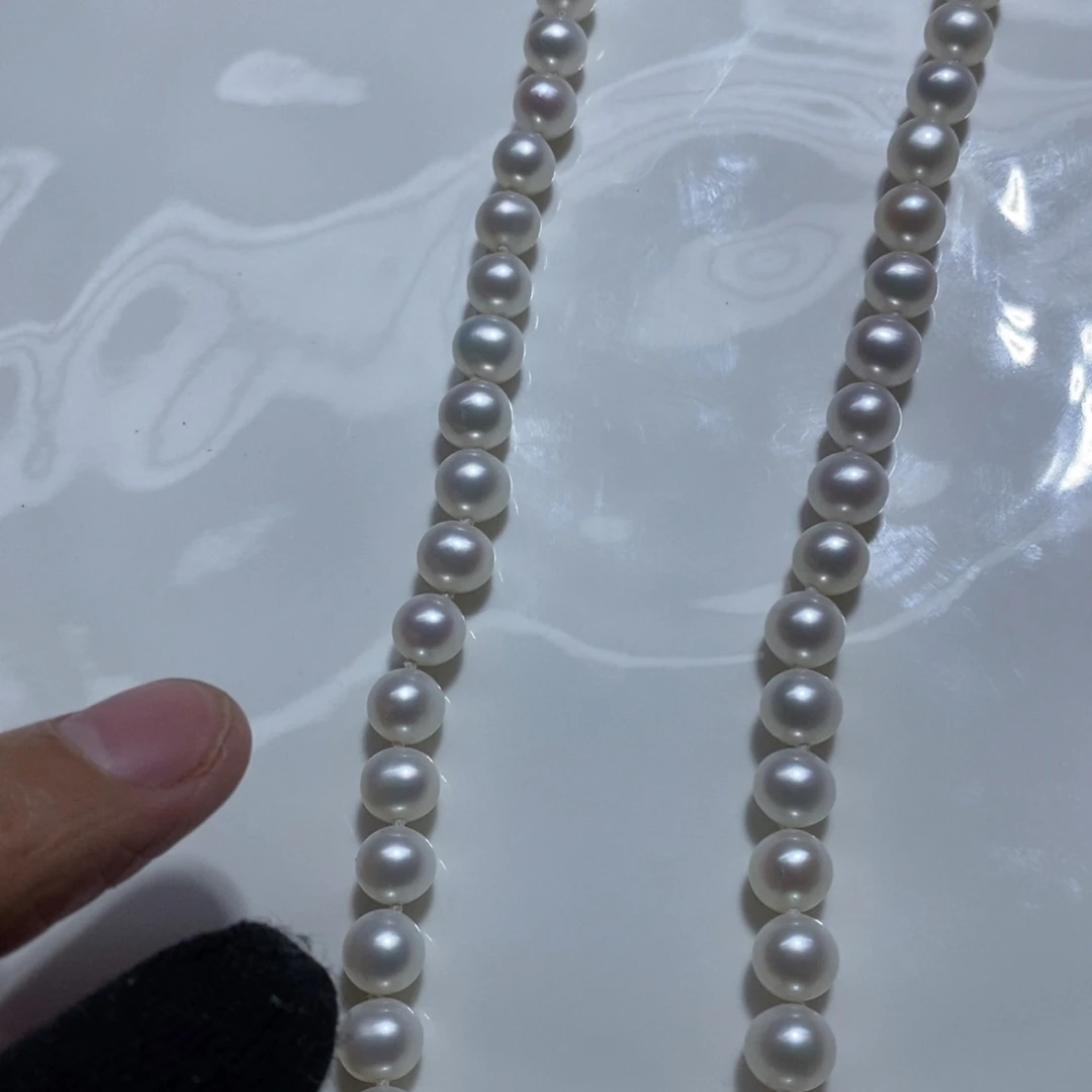 项链银S925镶嵌淡水珍珠