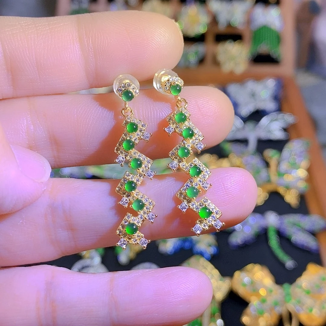 吊坠(不含链)银S925镶嵌翡翠