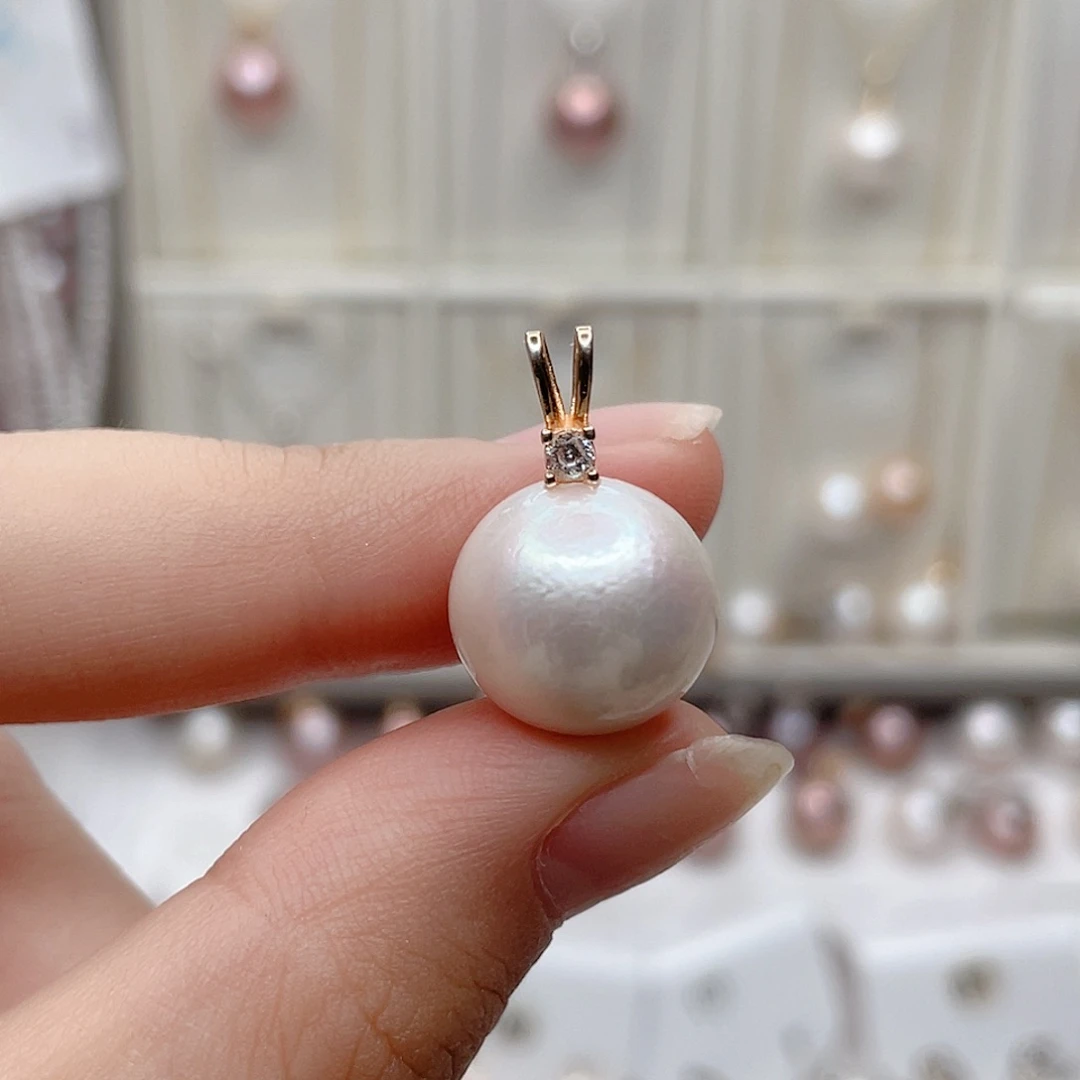 淡水珍珠银S925镶嵌吊坠(赠链)