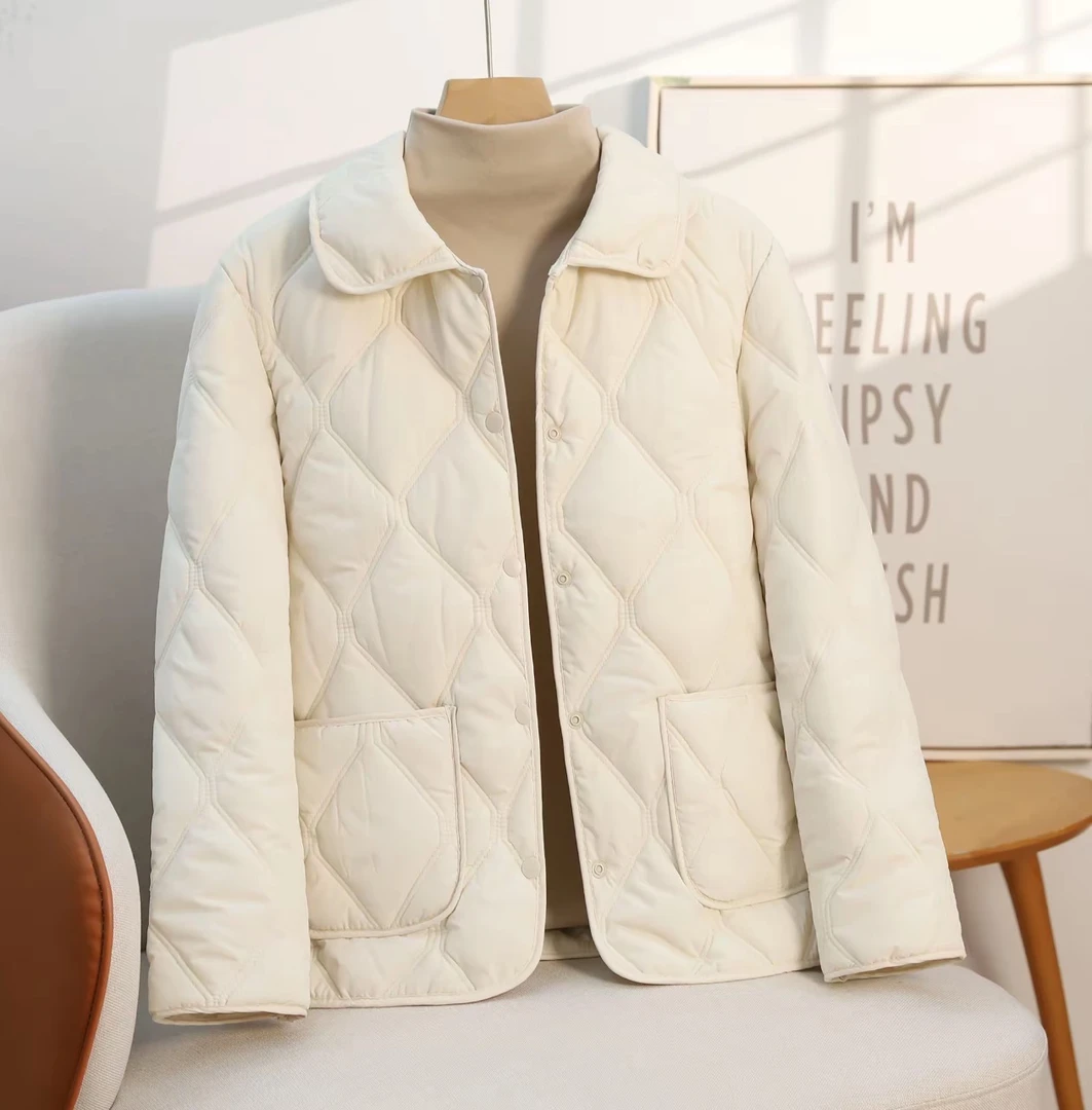 2025新款棉服外套秋冬春韩版轻薄轻职风百搭休闲保暖双休菱格S