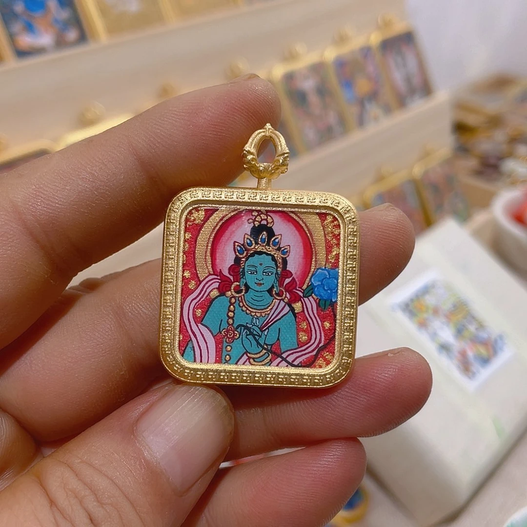 纯手绘绿度母唐卡