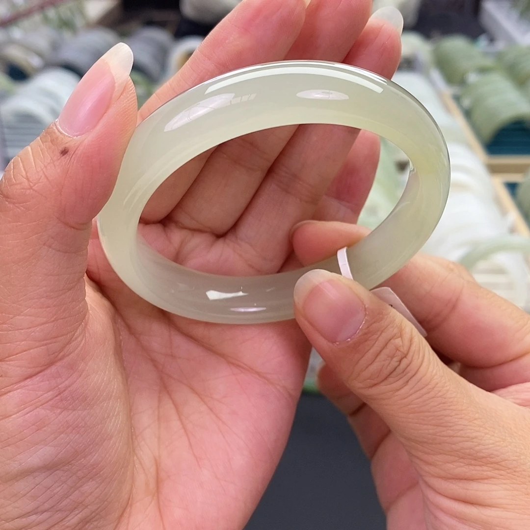 和田玉未镶嵌珠宝奇石和田玉手镯54.55