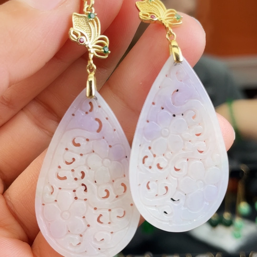 翡翠未镶嵌耳饰饰品