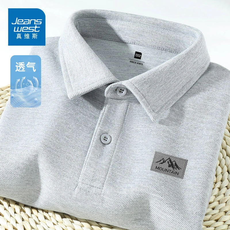 真维斯男士polo领t恤夏季百搭商务休闲翻领上衣重磅宽松短袖男款