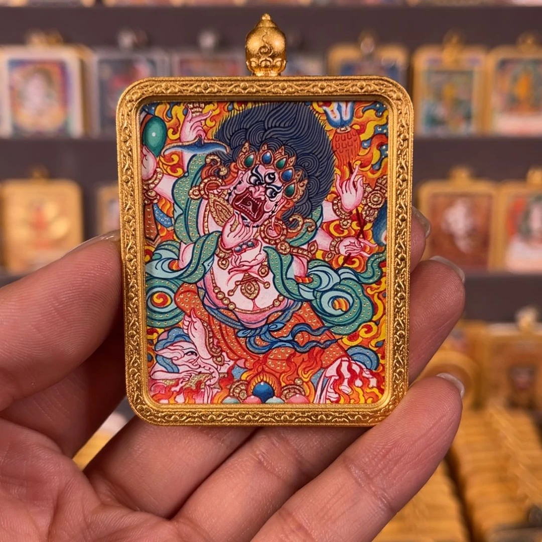 吊坠白六青海热贡唐卡