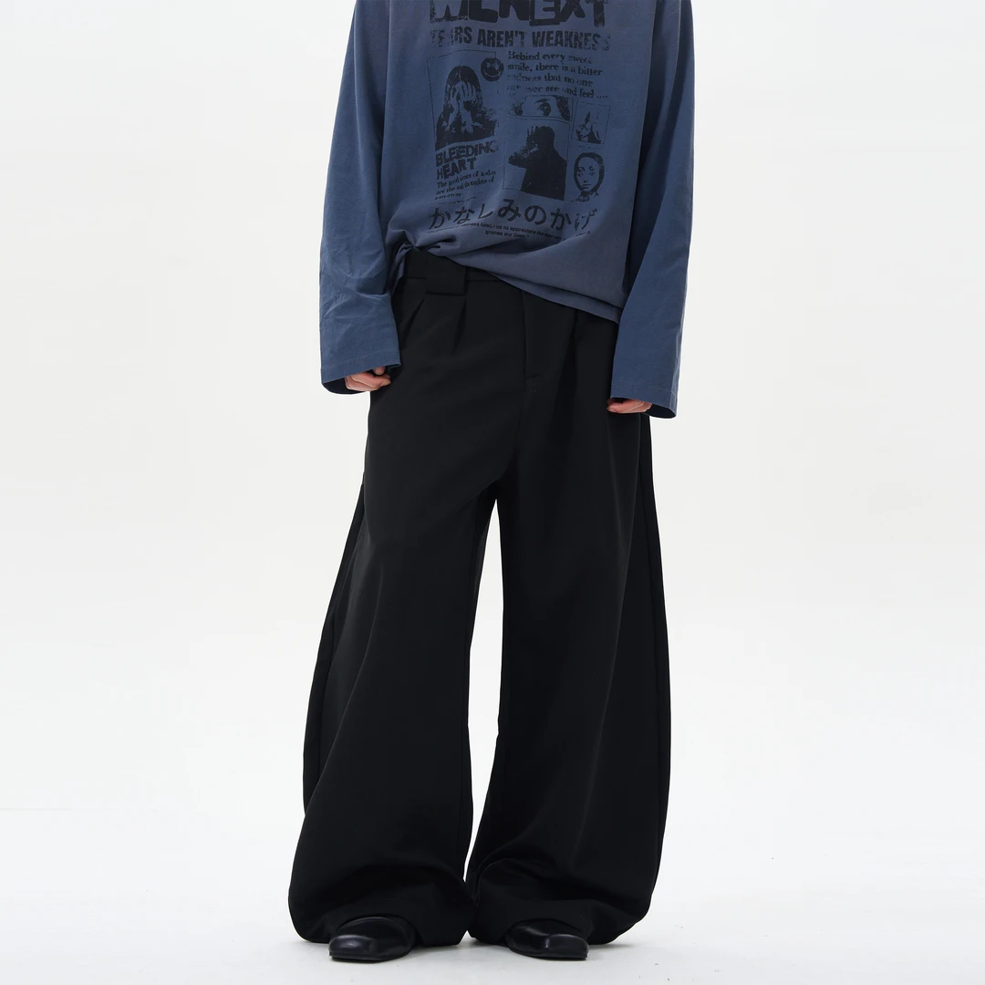 尾郎的店美式复古宽松弯刀西裤男潮牌痞帅高级感慵懒风裤子情侣潮