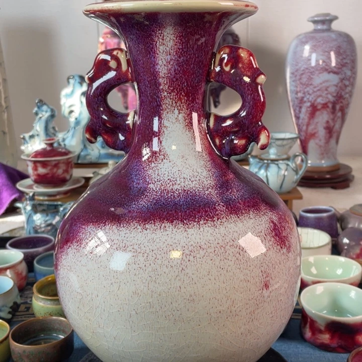 摆件钧瓷双龙尊。。。。。。