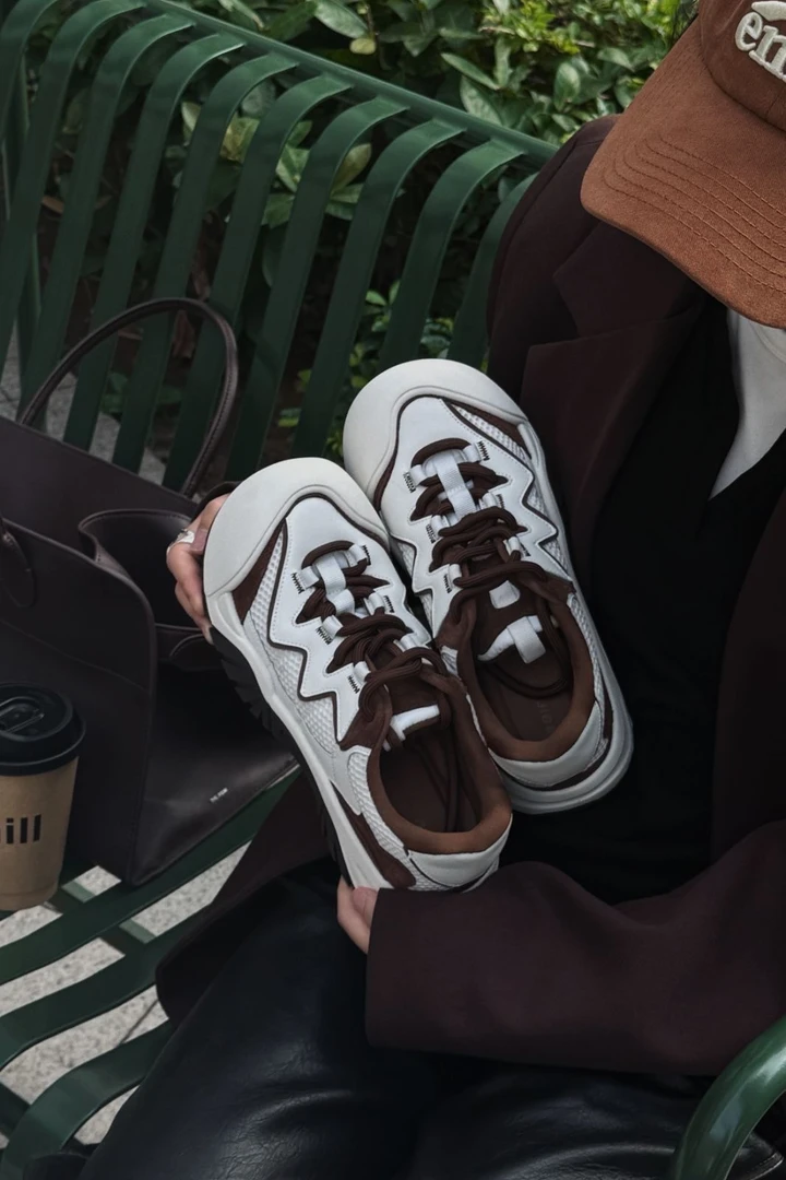 VEEFSHOW 515-3 厚底丑大头鞋女圆头百搭休闲鞋户外登山鞋板鞋