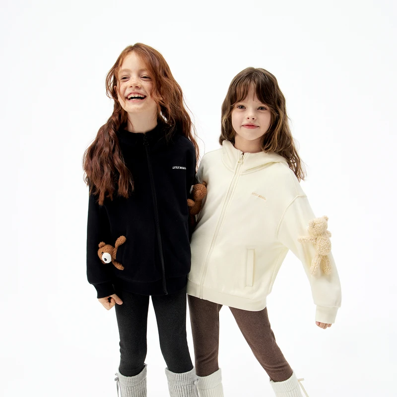 littlemoco童装25秋装新款男女童玩偶熊连帽卫衣#KBE3JKTT01