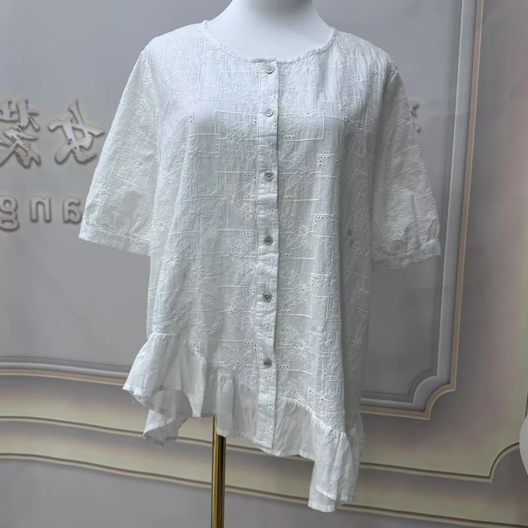 S8472 夏季提花镂空设计衬衫时尚潮流