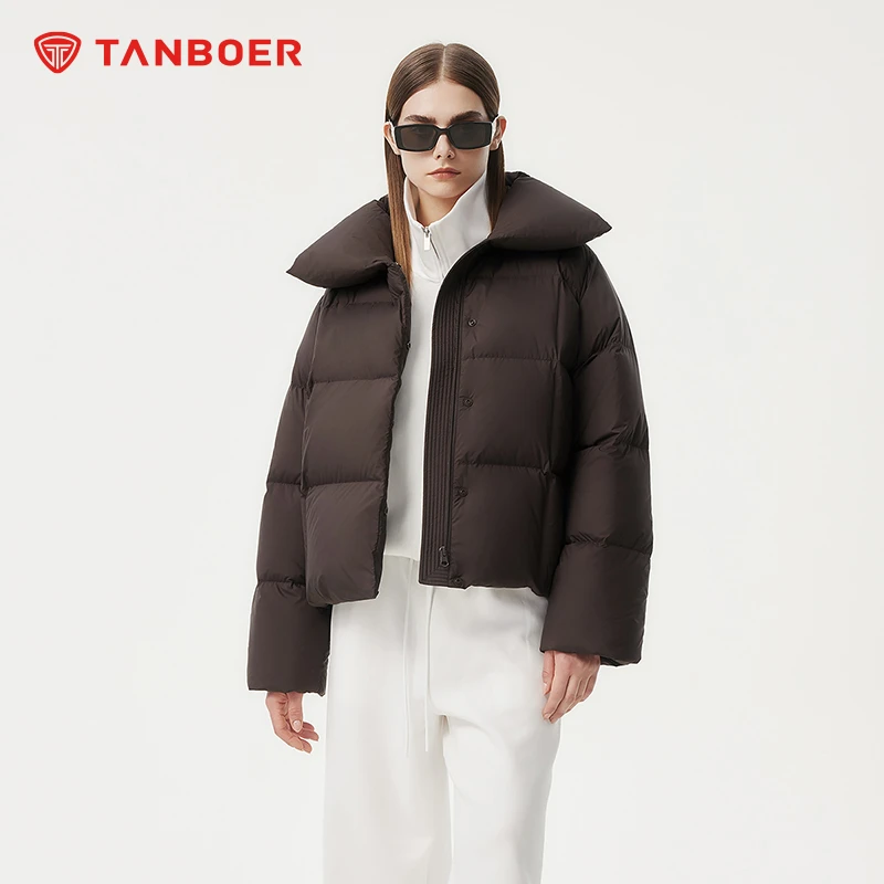 坦博尔女翻领通勤百搭短款羽绒服TBF530322Z
