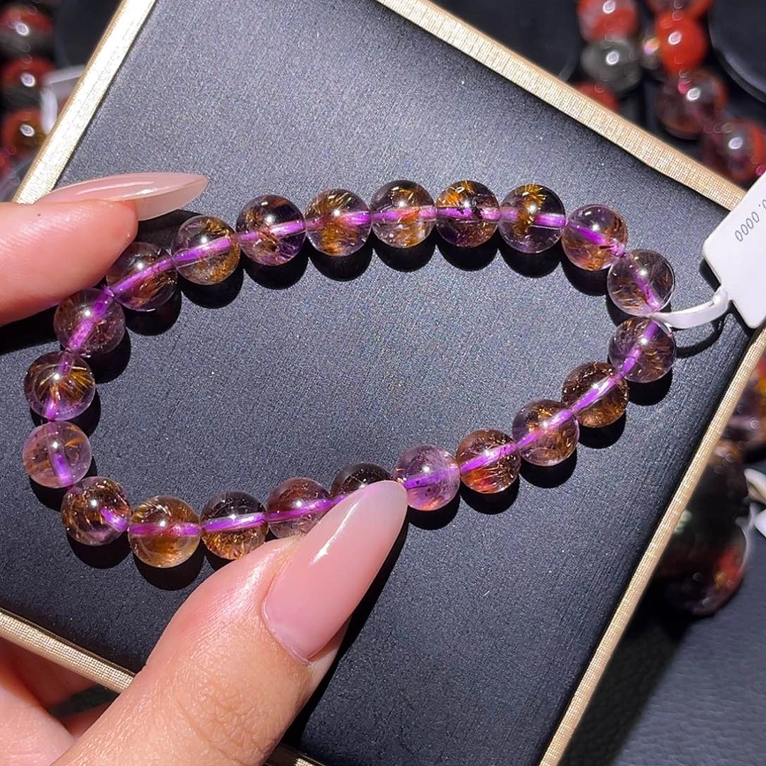 珠宝半成品未镶嵌水晶紫钛手链A8.5