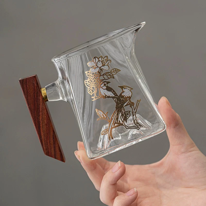 喜上眉梢木璃把手公道杯@F20