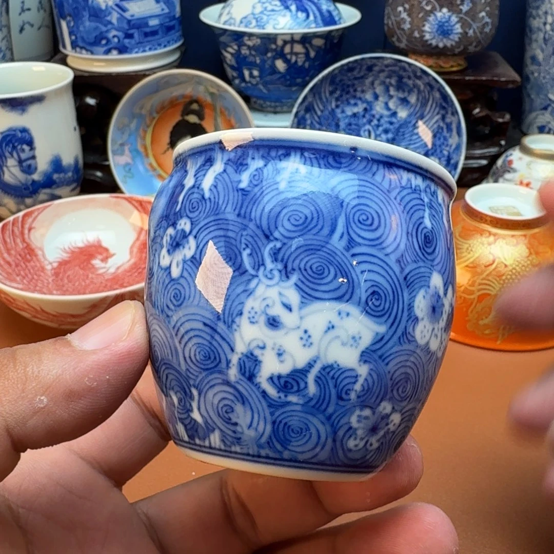 .***海杯子景德镇全手工手绘陶瓷