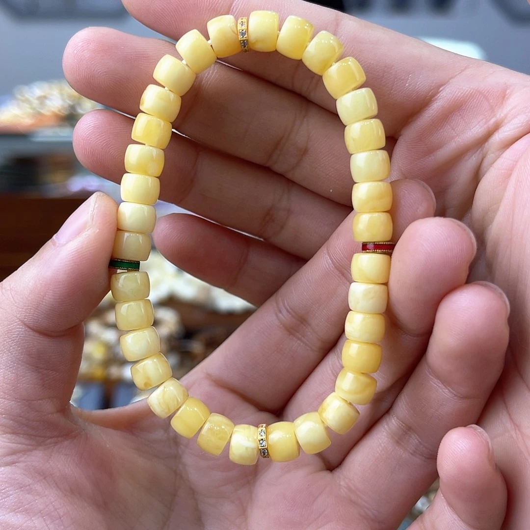 琥珀裸石未镶嵌蜜蜡手串