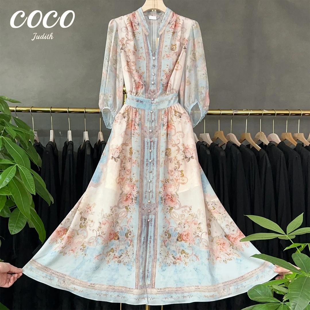 【RG6579】2025夏季新款轻奢时尚气质百搭显瘦初夏中袖碎花连衣裙女