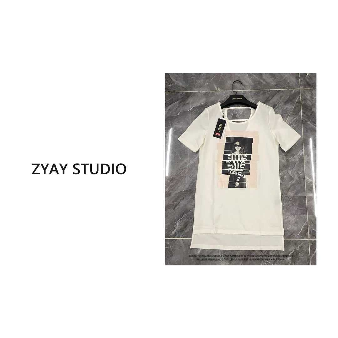 66118新款减龄通勤印花小众T恤女装新款休闲百搭短袖B7II2F74