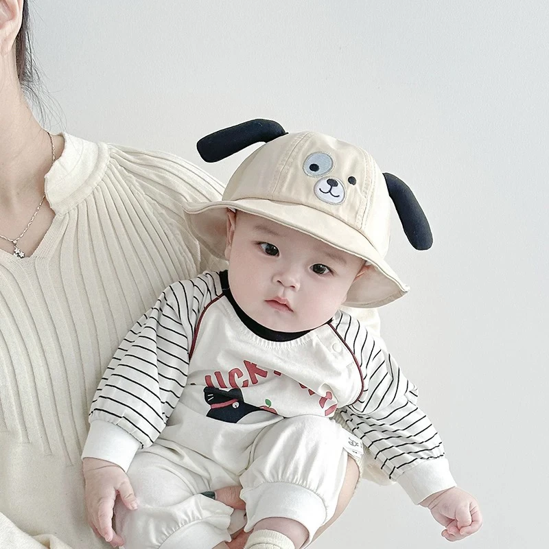 宝宝帽子春秋季薄款可爱超萌遮阳防晒渔夫帽男女童小月龄盆帽夏天