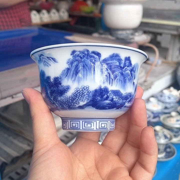 隔***王青花釉下彩大碗身