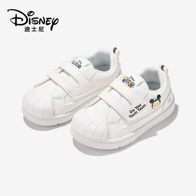 Disney/迪士尼童鞋 春男女童鞋子软底透气学步鞋幼儿园运动小白鞋