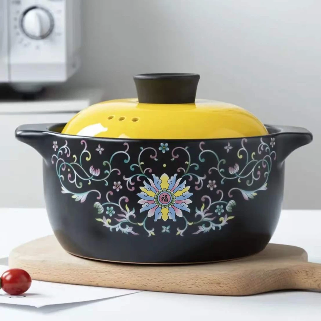 3升珐琅彩炖排骨砂锅导热耐高温煲汤陶瓷砂锅汤锅炖煲防烫砂锅