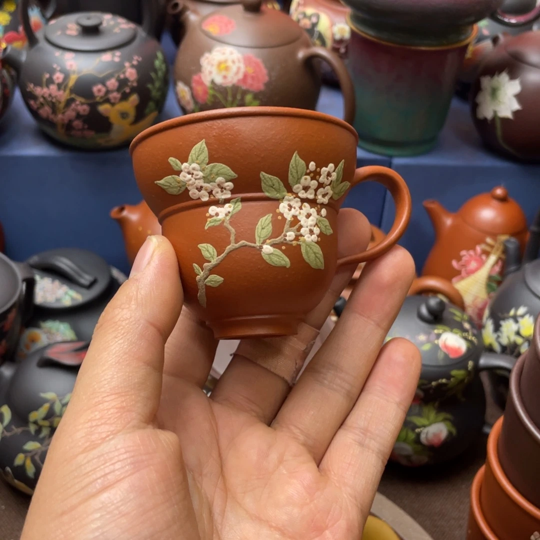 红泥茶杯紫砂主人杯70cc