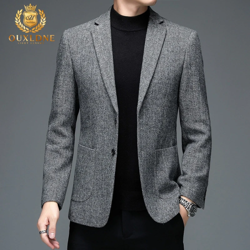 OUXLDNE 秋冬羊毛西装男2025新款商务英伦风单西商务休闲呢子西服
