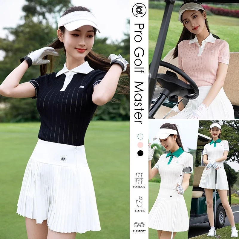 高尔夫女装春夏季polo衫 女士服装上衣夏季网球T恤运动上衣短裙