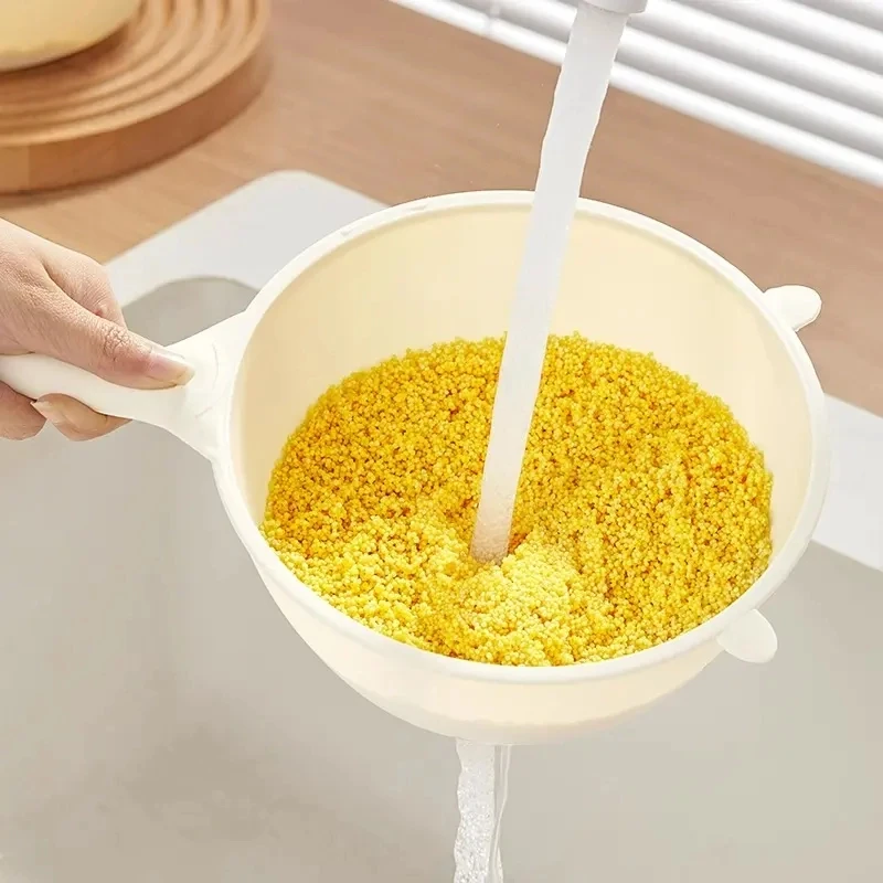 荞芬淘小米神器洗米筛淘米盆细孔过滤勺厨房家用洗菜盆沥水果篮子