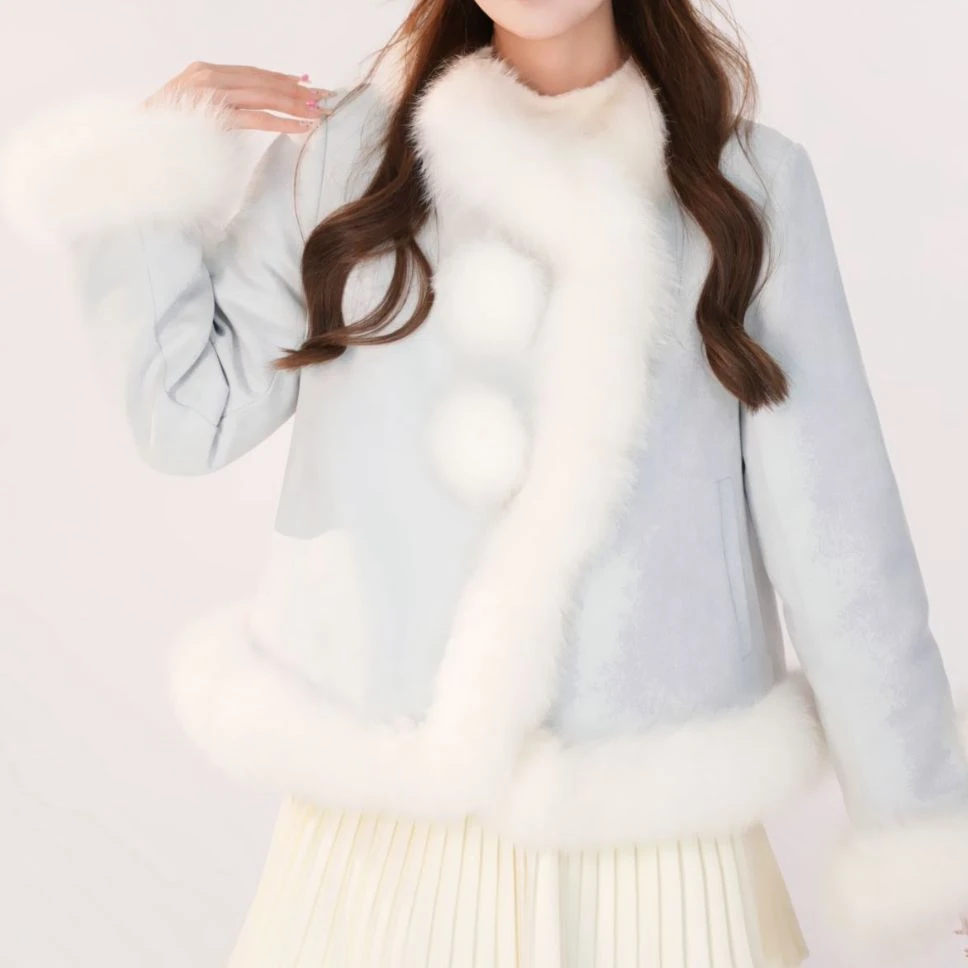 【雪泥甜心】冬季新款时尚气质轻奢狐狸毛羽绒外套预D4WT8826A