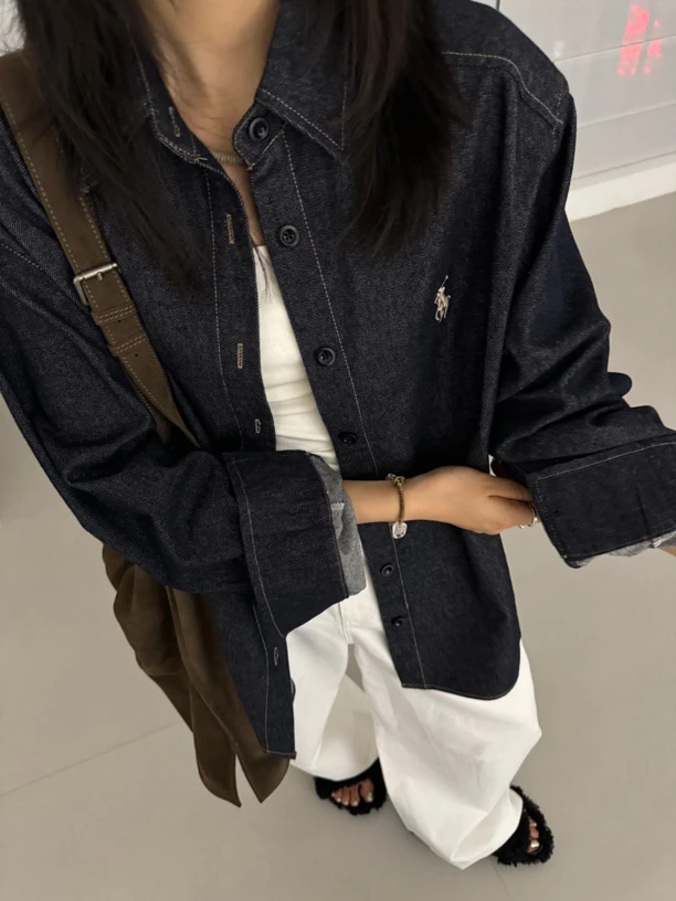 （福福）骑士标 牛仔衬衫