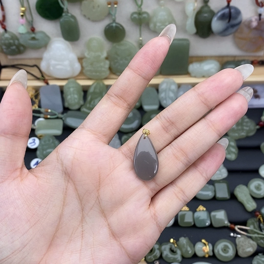 吊坠(不含链)18K金镶嵌和田玉