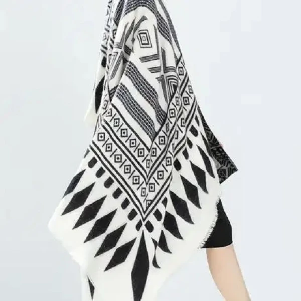 内蒙古源头羊毛围巾百搭纯色披肩保暖轻奢风千鸟格时尚代拍链接