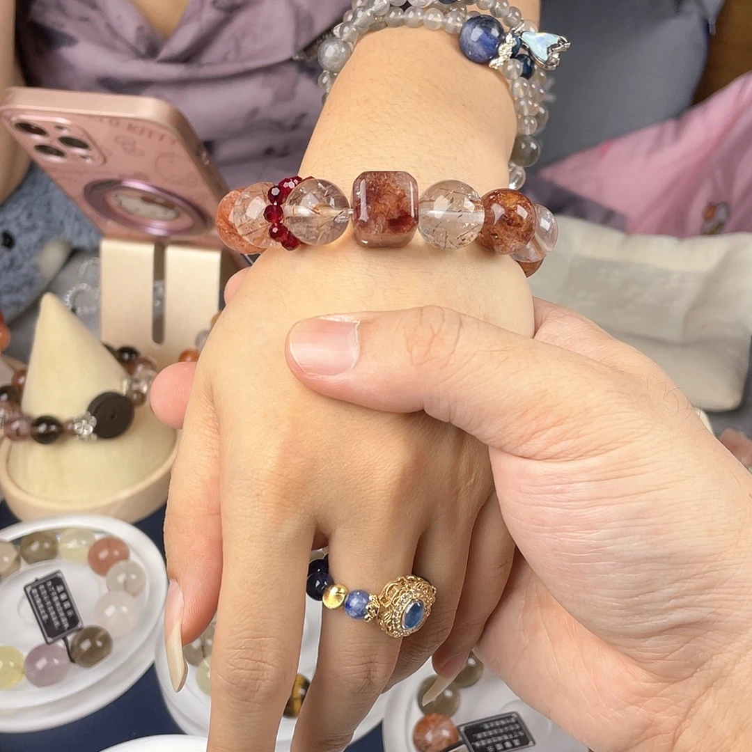 银S925镶嵌手链烟晶