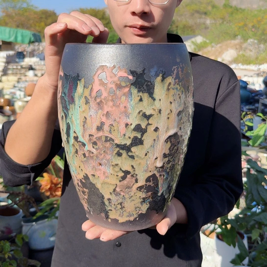 紫砂花盆口17高27（一个蛋壳姹寂武