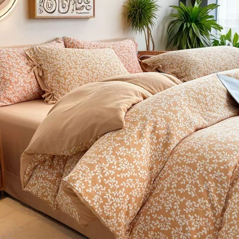 轻奢复古双层纱四件套--浅语黄色（标准）（加大）