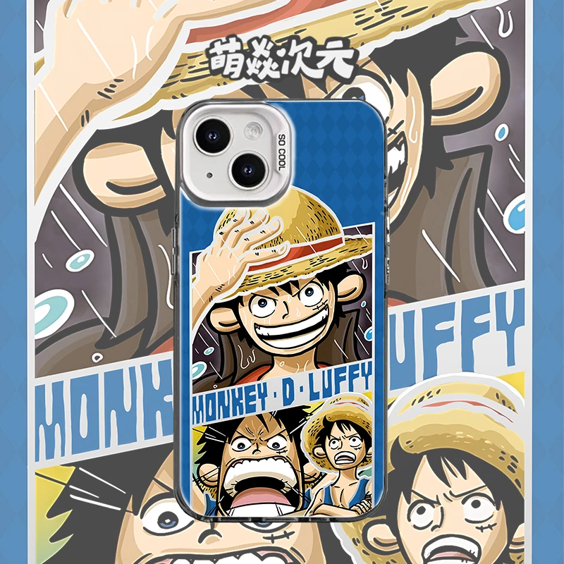 海贼王路飞线条反光适用苹果华为VIVO小米OPPO动漫二次元手机壳