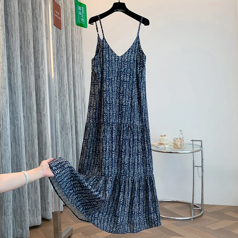 捡漏~大码文艺法式纯色吊带裙连衣裙女装夏季独特漂亮小碎花长裙