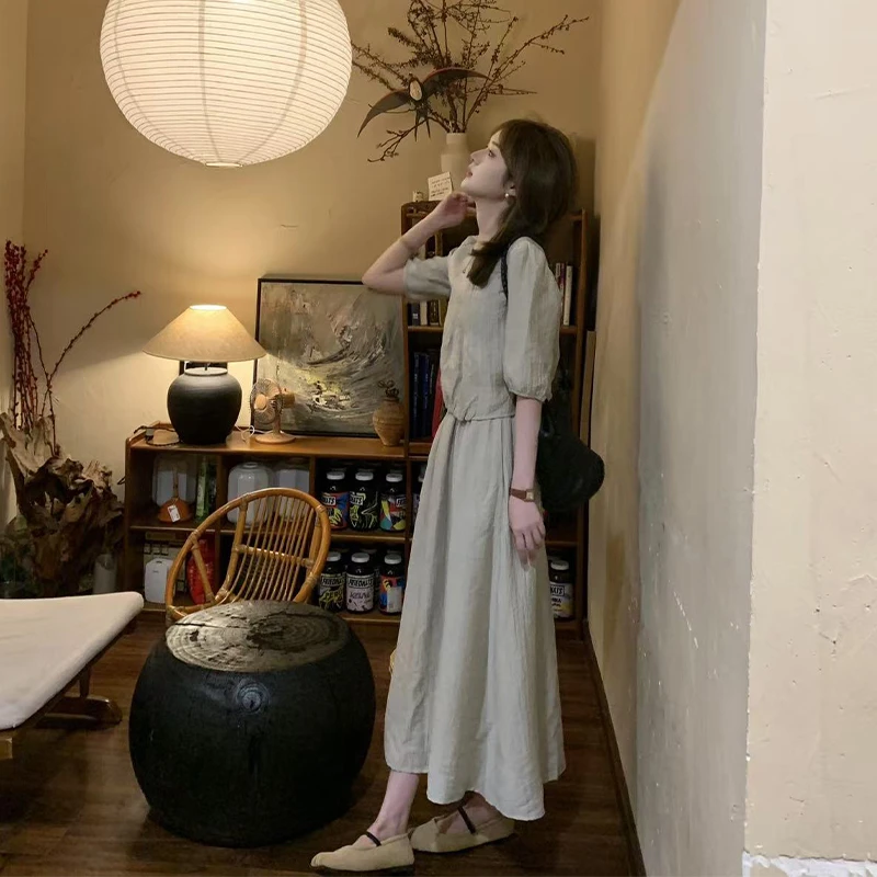 FUGUI RICH小个子【上衣+半裙】套装早秋新款设计感褶皱法式两件套