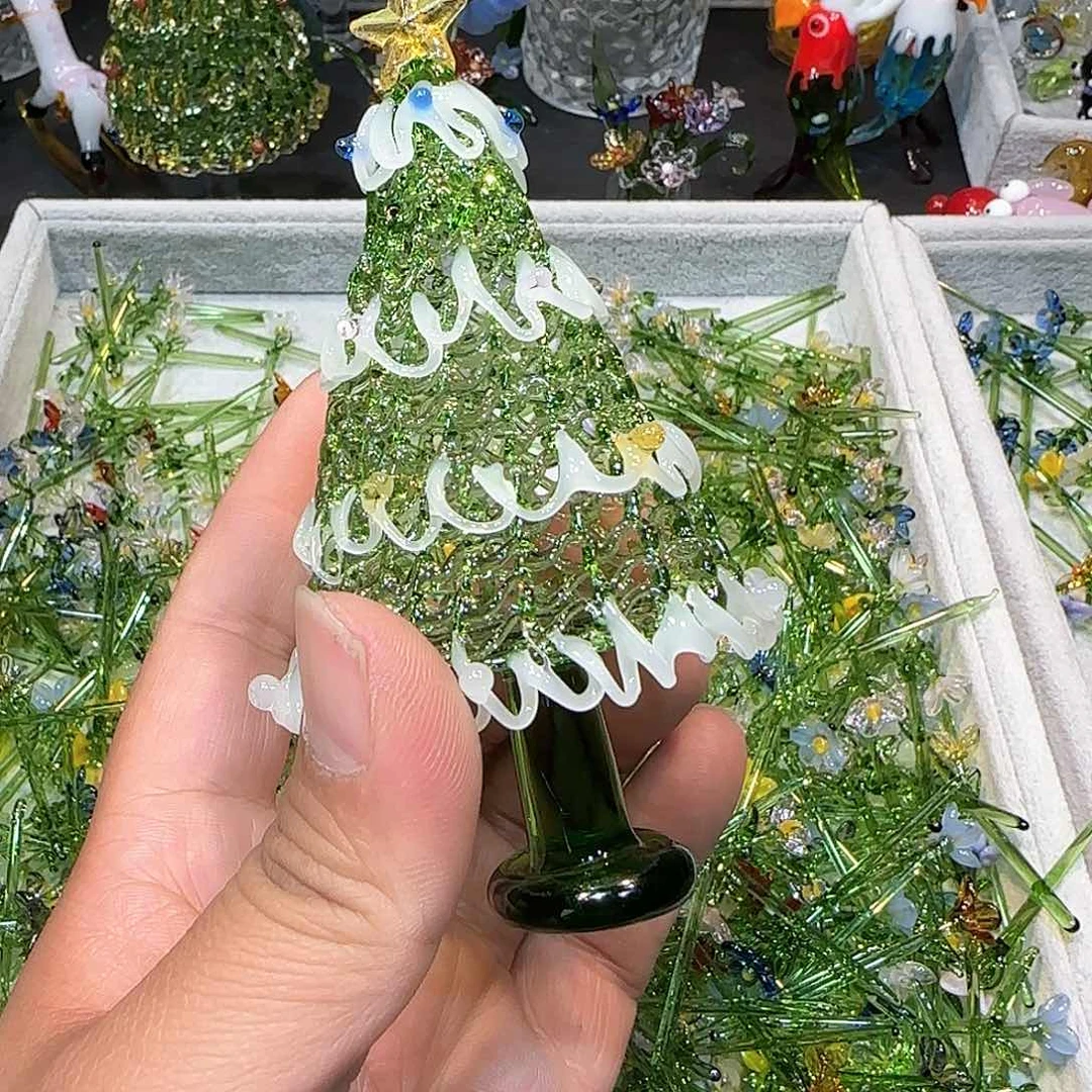 琉璃手工艺品绿色蛋糕树