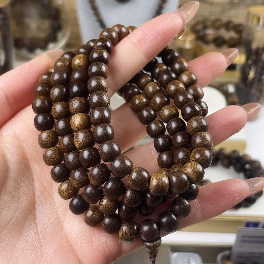 手串沉香越南芽庄黄棋窖藏古董玉化瘤疤0.8×108