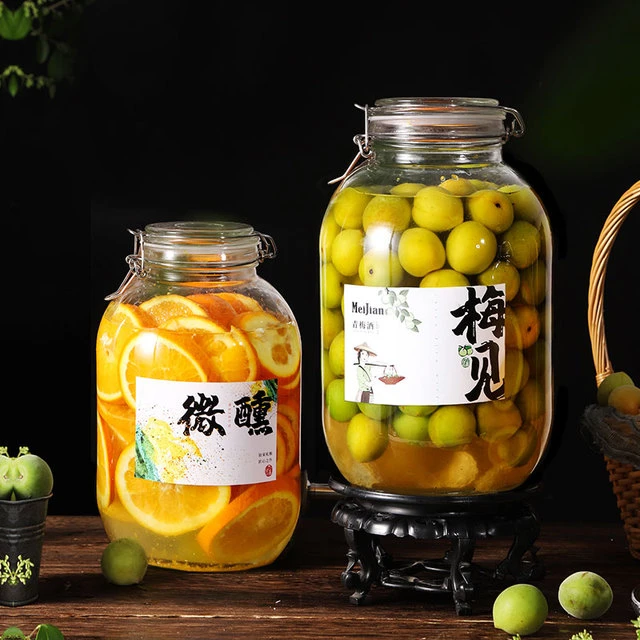 青梅酒罐泡酒玻璃瓶果酒瓶专用加厚高档酿酒坛密封梅子空酒瓶容器