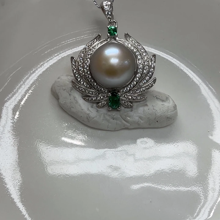 银S925镶嵌颈饰海水珍珠大溪地11-12mm81号