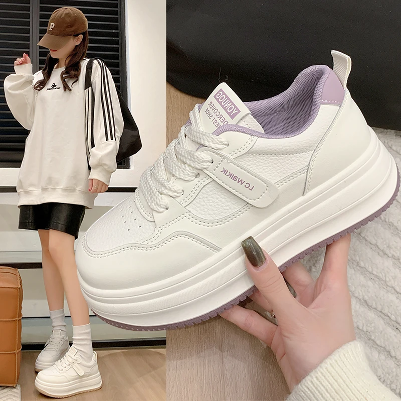 厚底小白鞋女2025春季新款爆款增高百搭高级感休闲面包鞋运动板鞋