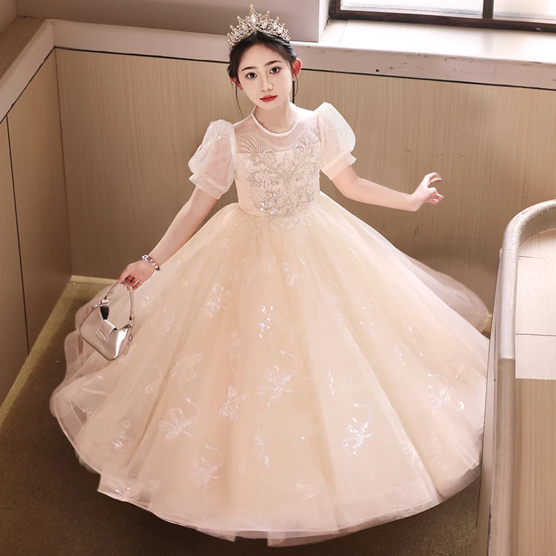 公主裙女童高端花童婚礼小女孩绝美生日礼服儿童主持人钢琴演出服