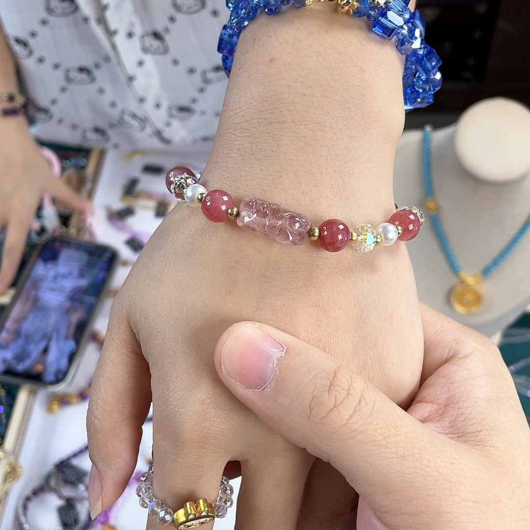 水晶手链银S925镀金镶嵌