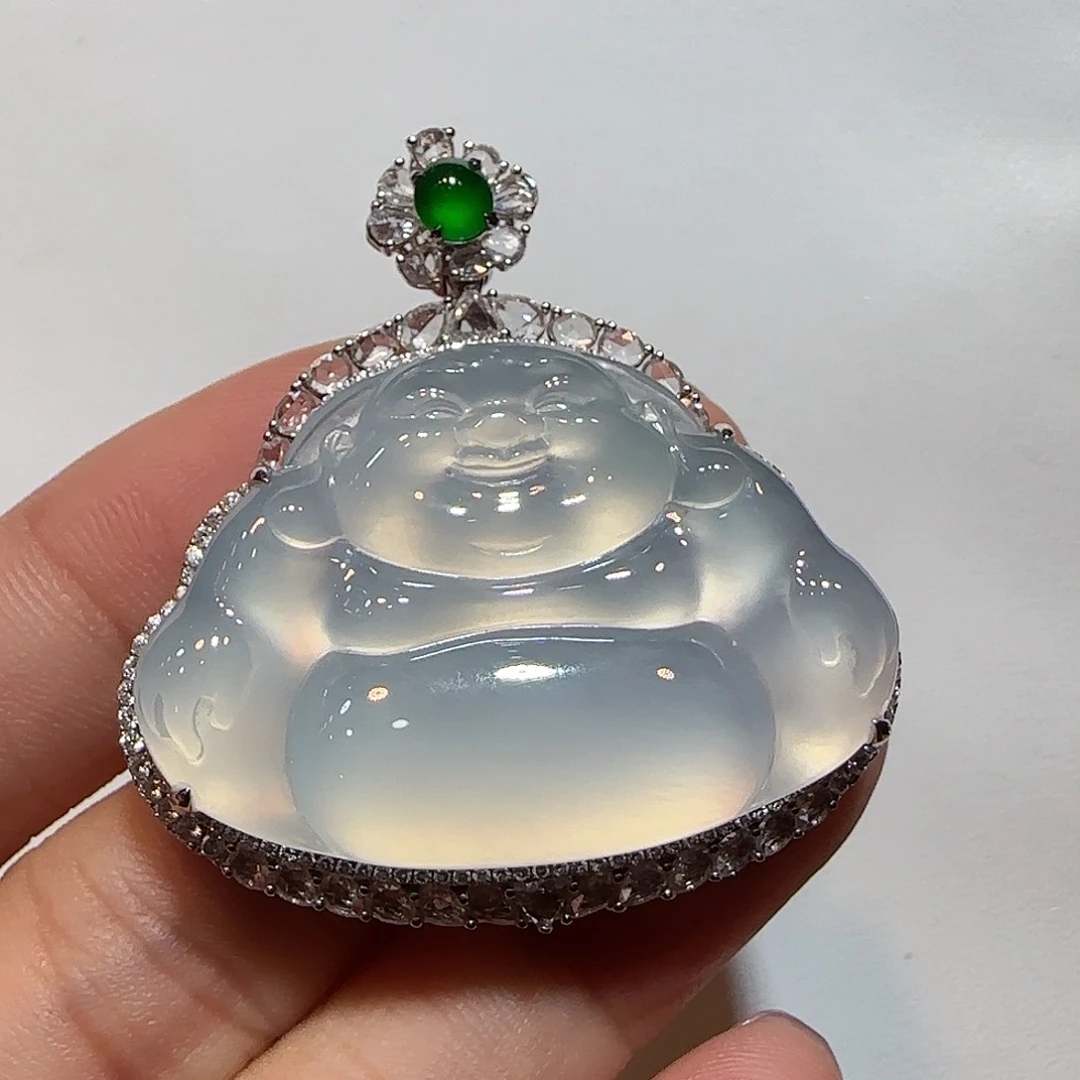 翡翠18K金镶嵌吊坠(不含链)佛公