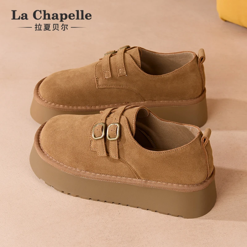 拉夏贝尔复古厚底勃肯鞋2025冬季新款网红爆款懒人单鞋一脚蹬休闲